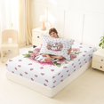 thumbnail image 4 of Manfei Bowknot Kitten Twin Fitted Sheet, Cartoon Blossoms Flower Bedding, Pink, 2 Pieces, 1 Fitted Sheet and 1 Pillowcase, 4 of 6
