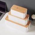 thumbnail image 5 of Fmnung Cable Management Box, Cord Organizer with Wood Lid for Desk TV Computer, Hide Power Strips and Cords, Cable Box with Ventilation Holes, White/Black, 5 of 6