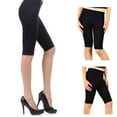 thumbnail image 3 of Seamless Solid Black Shorts Tight Knee Length Spandex Stretch Athletic Yoga Bike, 3 of 6