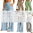 thumbnail image 3 of Ailaofu Women's Summer Striped Wide Leg Pants Drawstring Elastic Waist Casual Palazzo Trousers with Pockets Lightweight Loose Beach Pants for Vacation, 3 of 7