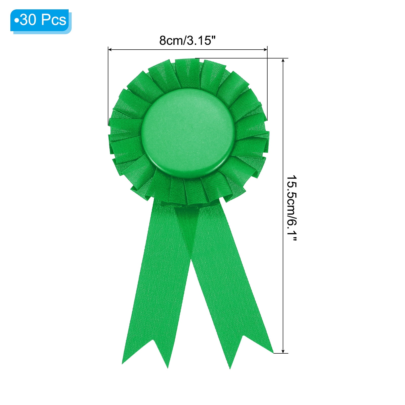 Uxcell 15.5 x 8 cm Polyester Blank Award Ribbon Prize Ribbon Award Medal Winner Ribbon for Parties 30 Pcs Green