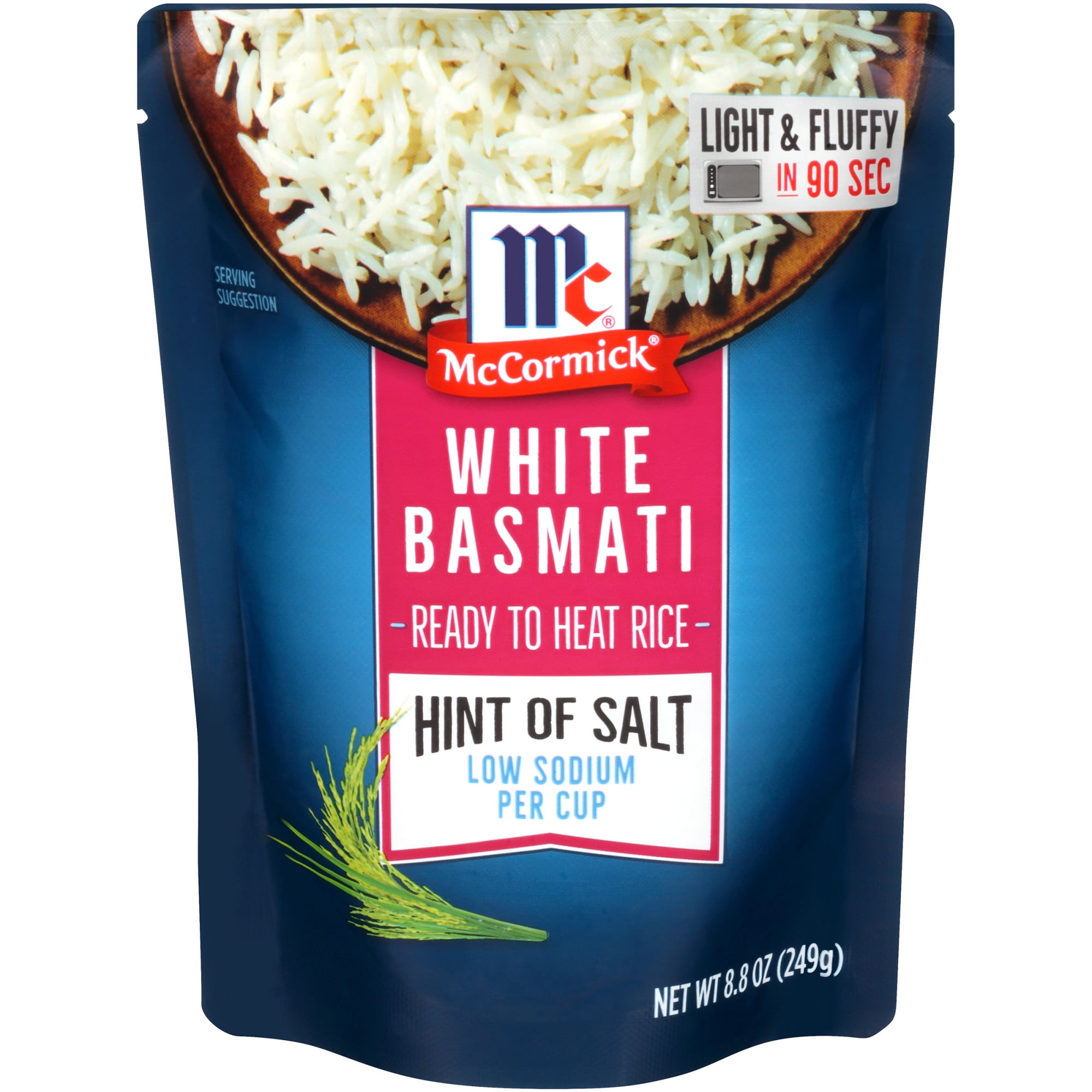 McCormick Ready to Heat Rice White Basmati Hint of Salt, 8.8 oz