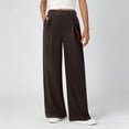 thumbnail image 2 of Arlun Womens Stylish Dressy Pants Wide Leg Stretchy Pure Color Work Pants with Pockets Elastic Waist Pleated Front Business Casual Slacks for Everyday Wear Brown S, 2 of 4