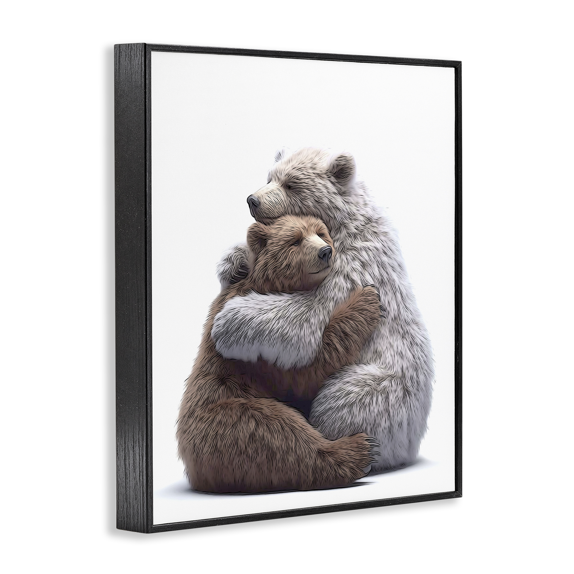 Stupell Industries Hugging Bear Pair Animals & Insects Painting Black Framed Art Print Wall Art, 24 x 30