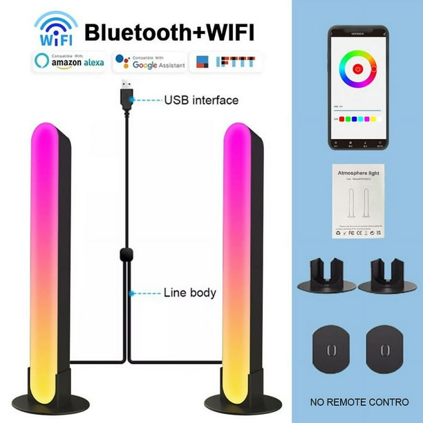 Barras de luz LED RGB con Control de sonido, iluminación nocturna inteligente con Bluetooth para juegos, lámpara de decoración de TV, nueva música