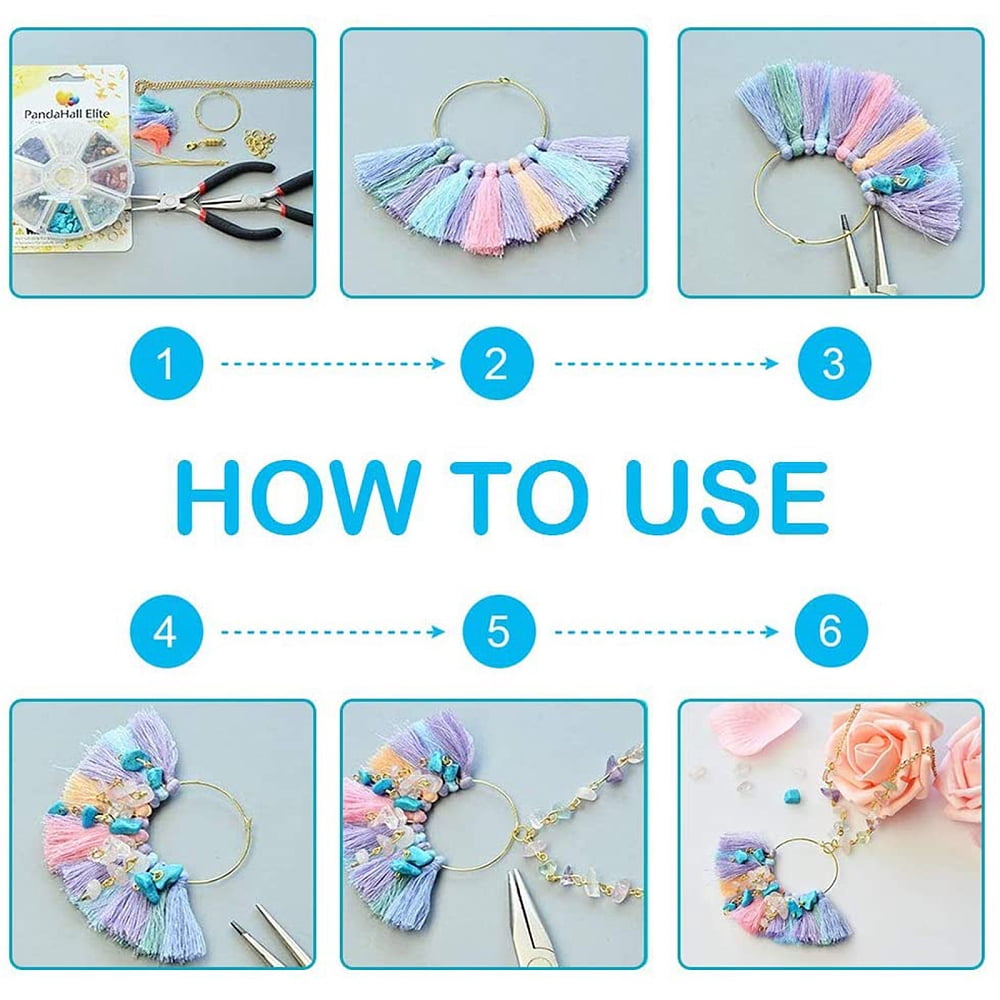 Jewelry Making Kit 430 pcs 10 Colors Chip Stone Beads 110g 2mm Seed Beads Crimp Beads Jump Rings Ice Pick Pinch Bail Earring Hook Lobster Claw Clasp