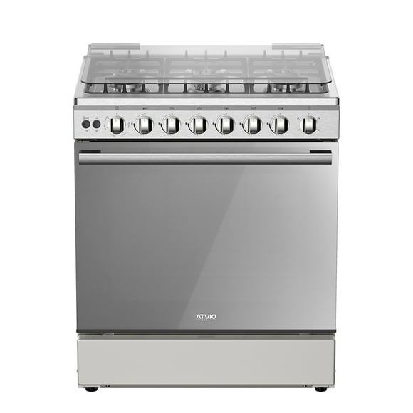 Estufa Atvio 30 Pulgadas 6 Quemadores con Capelo Plateado 30SMG6G066SM-AF