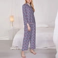 thumbnail image 3 of Honeii Anchors print Women's Pajama Sets Long Sleeve Button Down Sleepwear Nightwear Soft Pjs Lounge Sets-Large, 3 of 7