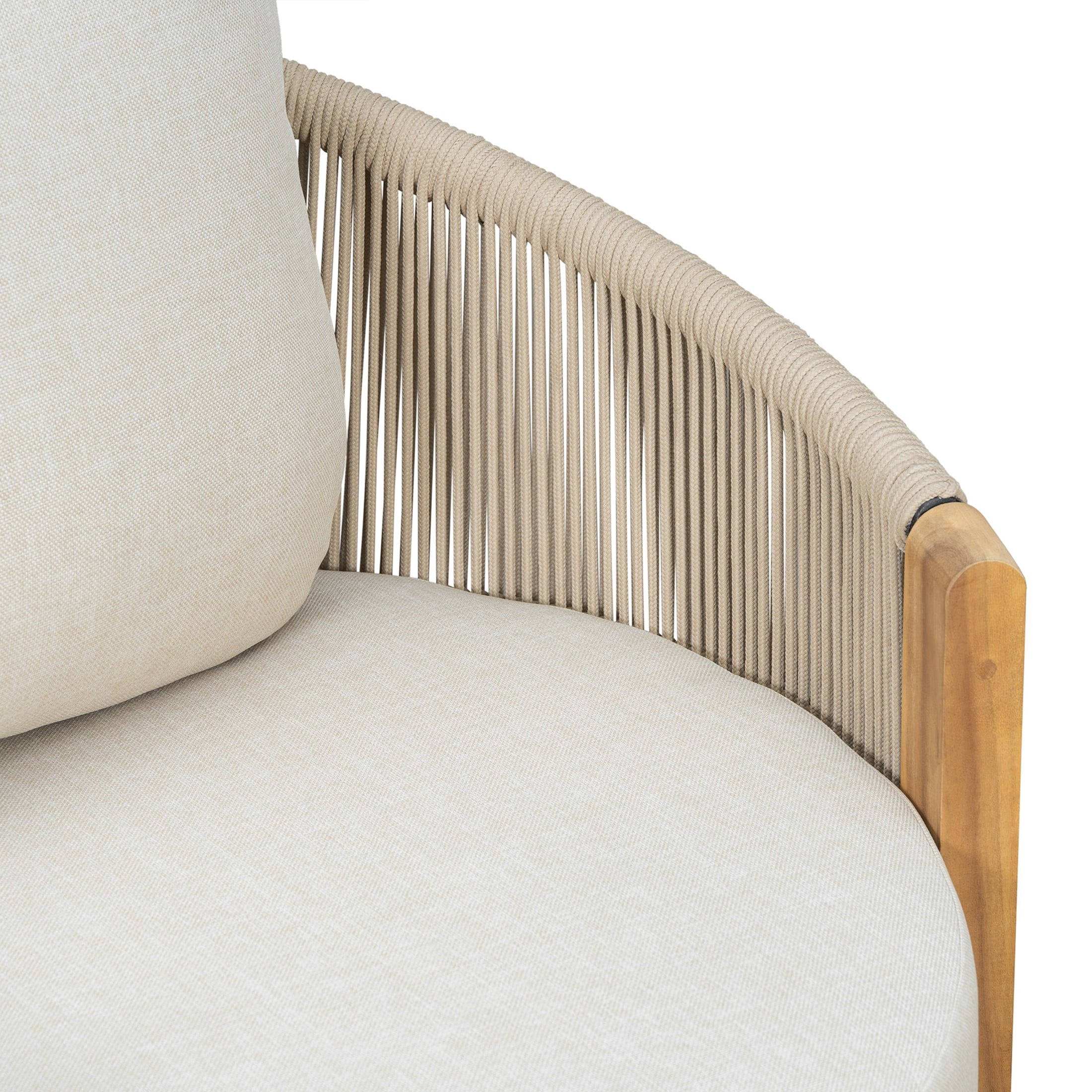 Christopher Knight Home 360° Swivel Patio Lounge Chair, Acacia Wood Frame with Rope Accents, Beige+Teak