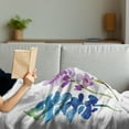 thumbnail image 3 of Floral Soft Flannel Fleece Throw Blanket, Branches of Watercolor Flowers in Spring Color Shades Lavender and Violet Bouquet, Cozy Plush for Indoor and Outdoor Use, 60" x 80", Multicolor, by Ambesonne, 3 of 5
