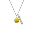 thumbnail image 2 of Delight Jewelry Silvertone Optic Yellow Softball with Red Crystal Stitching Silvertone Mother Daughter Bar Charm Necklace, 23", 2 of 4