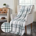 thumbnail image 3 of VHC Brands Woven Plaid Modern Farmhouse Throw Blanket, Pine Green, 60x51, 3 of 5