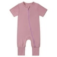 thumbnail image 2 of Sopiago Baby Romper Bamboo Rayon Short Sleeve Footless Pajamas 2 Way Zipper Summer Sleeper Toddler Jumpsuit Outfits Purple,12-18 Months, 2 of 7