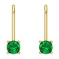 thumbnail image 3 of 0.5 ct Lever-Back Drop Dangle Earrings for Women | 4.0mm Round Cut Simulated Emerald | 18K Yellow Gold, 3 of 5