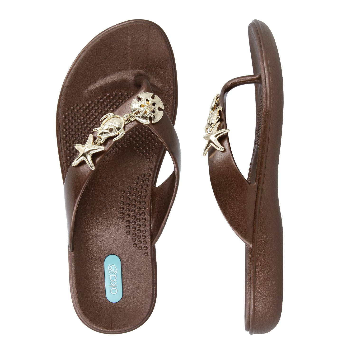 Okab Okabashi Okab Tybee Flip Flop Sandal Shoe Color Copper Size S B63