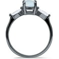 thumbnail image 5 of Three Stone Ring Kite Shape White Opal Black Tone 925 Sterling Silver, Size 9, 5 of 7