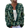 thumbnail image 4 of Winter Warm Women's Festive Christmas Design Print Button up Cardigan Sweater Cable Knit Long Sleeve Knitwear Outerwear, 4 of 8