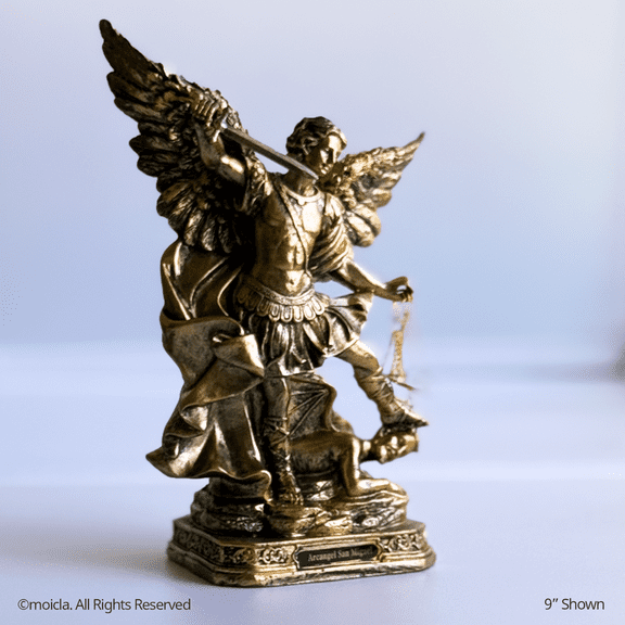 Saint Michael Archangel Resin Statue - 9" Catholic Figurine