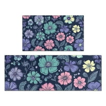 Pioneer Flower Floral Print Pattern Kitchen Rugs Sets Of 2,Anti Fatigue Kitchen Mat Rugs Non Slip Washable,Decorative Kitchen Floor Mats for Kitchen,Sink,Laundry,17"x30" 17"x47"