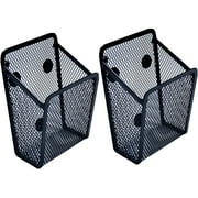 Mantouxixi 2 Pack Magnetic Pencil Pen Holder, Rectangle Metal Mesh Basket Storage Organizer with Extra Strong Magnet to