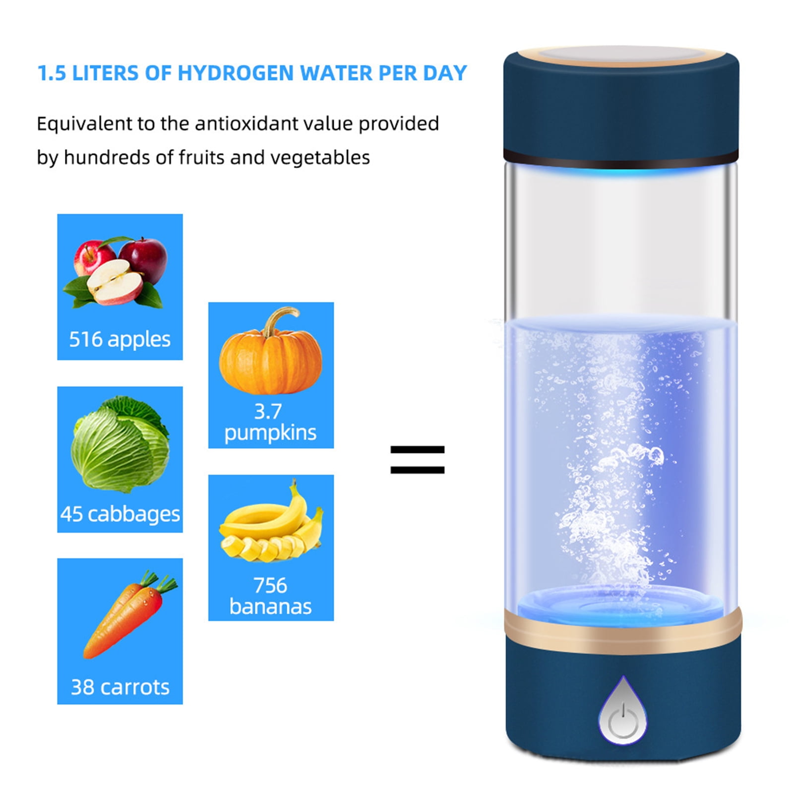 Bouteille D'eau Hydrogène 420 Ml - Générateur SPE/PEM, 1600 Ppb En 3 Min - Pour Sport, Voyage - 21 Pièces Incluses - 8
