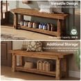 thumbnail image 4 of Finmind 55-inch Solid Wood Entryway Bench with Shoe Storage, Rustic Foyer Bench with Open Shelf for Hallway, Mudroom, Bedroom, Rustic Brown, 4 of 9
