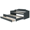 thumbnail image 4 of EUROCO Twin Size Upholstery Daybed, Storage Sofa Bed with Drawers and Moveable Twin Trundle Bed for Kids and Adults, No Box Spring Needed, Dark Gray, 4 of 16