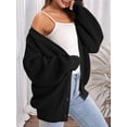 thumbnail image 5 of Women Chunky Knit Cardigan Long Sleeve V Neck Button Up with Pocket Sweater Coat for Fall and Winter Black XL, 5 of 9