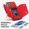 thumbnail image 4 of Phone Case for Samsung Galaxy S21 FE 5G Wallet Cover with Screen Protector and Ring Stand Credit Card Holder Slot Crossbody Strap Cell S 21 EF S21FE5G UW S21FE 21S G5 6.4 inch Women Girls Red, 4 of 13