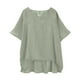 thumbnail image 4 of Tops para salir,Camiseta de lino para mujer, manga corta, cuello en V, blusa informal transpirable, tejido de poliéster, para uso doméstico, sopatenor, 4 of 8