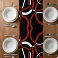 thumbnail image 6 of Red Geometric Table Runner - 48 Inch Long, Kitchen Dining Table Runner Dresser Scarves, Vintage Abstract Stripes Aesthetic Art Farmhouse Decor for Coffee Tables Wedding Party Banquet, 6 of 8