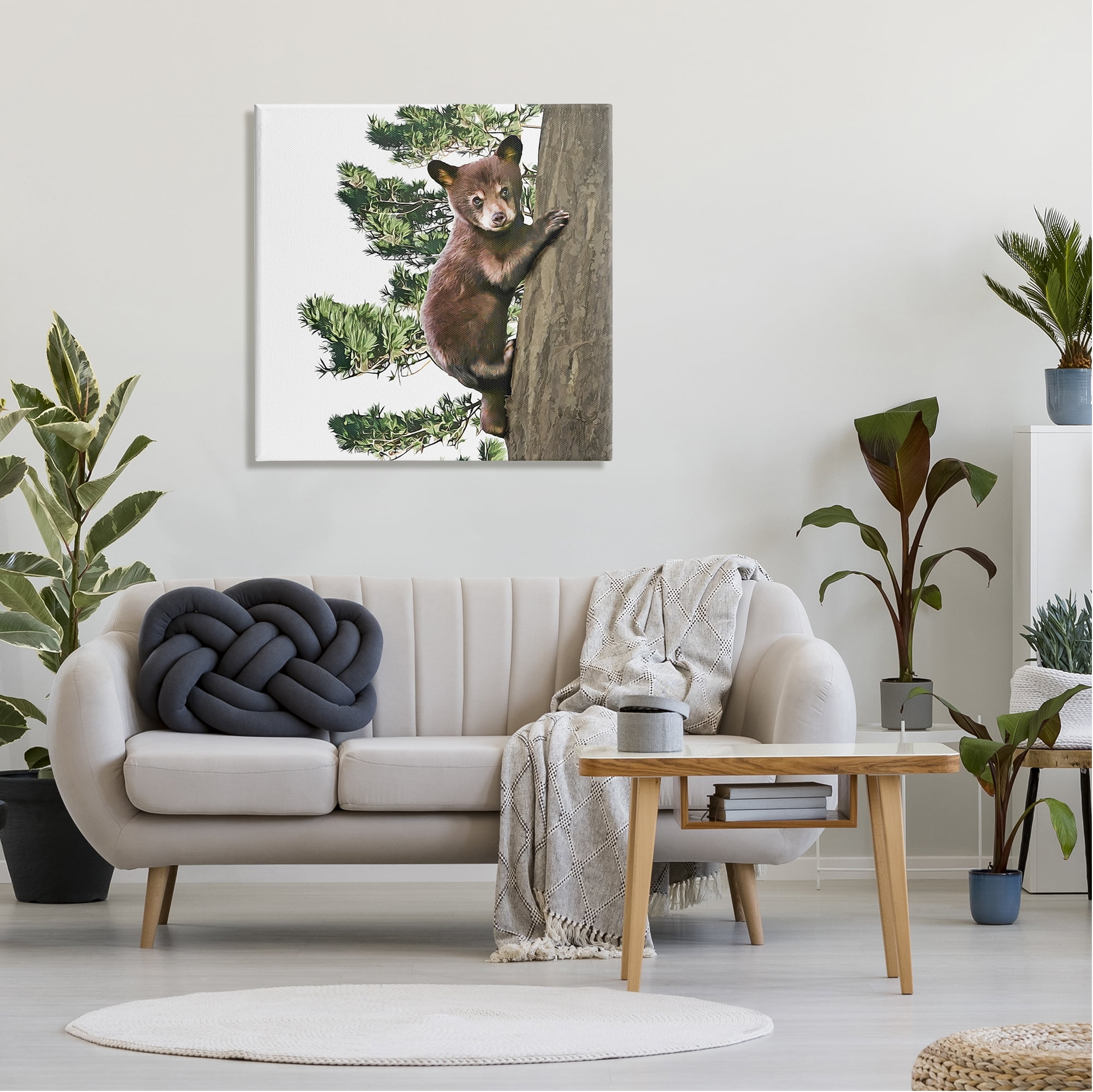 Stupell Bear Cub Climbing Tree Nature Animals & Insects Painting Gallery Wrapped Canvas Print Wall Art