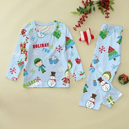

ERTUTUYI Christmas Family Clothing Pajamas Sets Childrens Blue 4Y