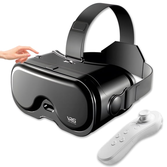 VR Headset for Phone with Controller,Adjustable 3D Glasses Compatible 5~7 inch,Anti-Blue Eyes Protected HD Lenses,for Mobile Games & Movies