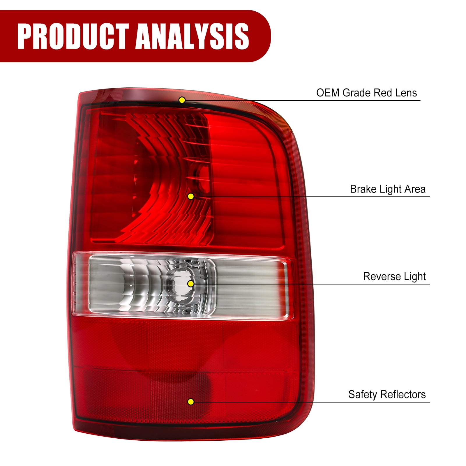 Tail Light Compatible With 2004 2005 2006 2007 2008 Ford F150 F-150 Driver and Passenger Side Rear Light Brake Lamps