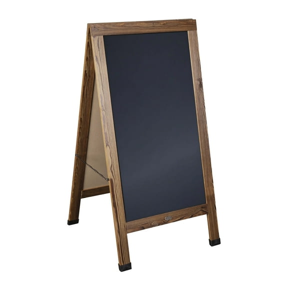 HBCY Creations Torched Brown Magnetic A-Frame Chalkboard Deluxe Set / 8 Chalk Markers 10 Stencils 2 Magnets Outdoor Sidewalk Chalkboard Sign / Large 48" x 24"