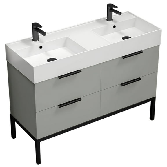 Nameeks Derin-4818-2 Derin 48" Free Standing Double Basin Vanity Set - Grey Mist