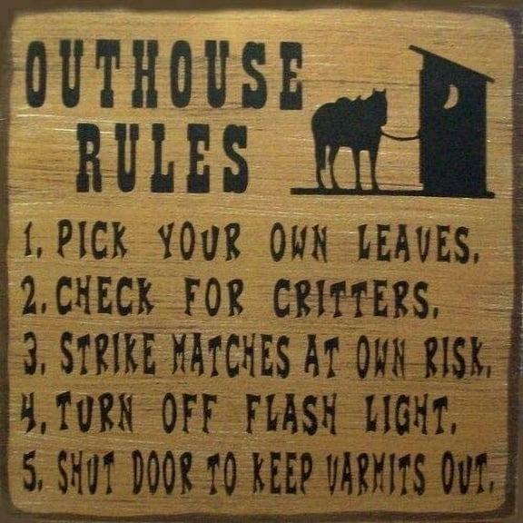 Vintage Tin Sign Outhouse Rules Metal Poster Retro Art Wall Decoration for Home Club Cabin Garage Store Bar Cafe Farm 12" X 12"