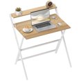 thumbnail image 1 of HOMCOM Foldable Computer Desk with Monitor Shelf, Natural Wood, 1 of 10