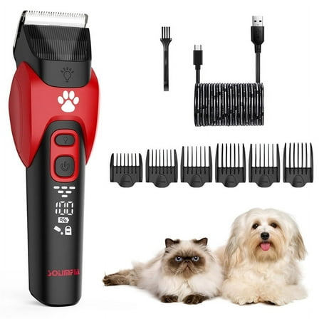Solimpia Dog Hair Clippers Cordless Professional Pet Hair Trimmer Low Noise Rechargeable Machine