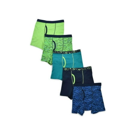 Wonder Nation Boys Underwear, 5 Pack Space Dye Boxer Brief Sizes 6/7 - 18 and Husky
