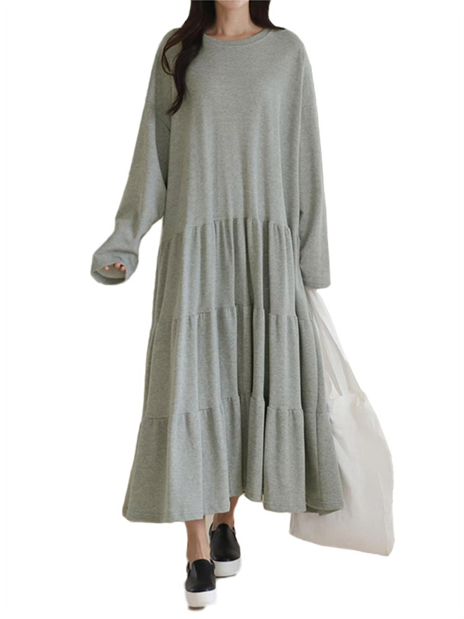plain long sleeve drawstring shirt dress
