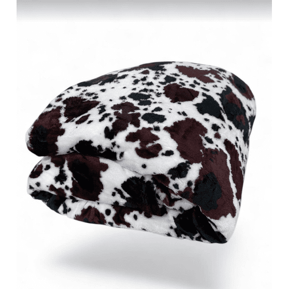 Brown Cow Print Full-Queen Fleece Blanket