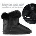 thumbnail image 2 of Kushyshoo Black Girls Snow Boots Warm Faux Fur Lined Glitter Strap Winter Shoes Lightweight with Hook-and-loop Size 3M, 2 of 6
