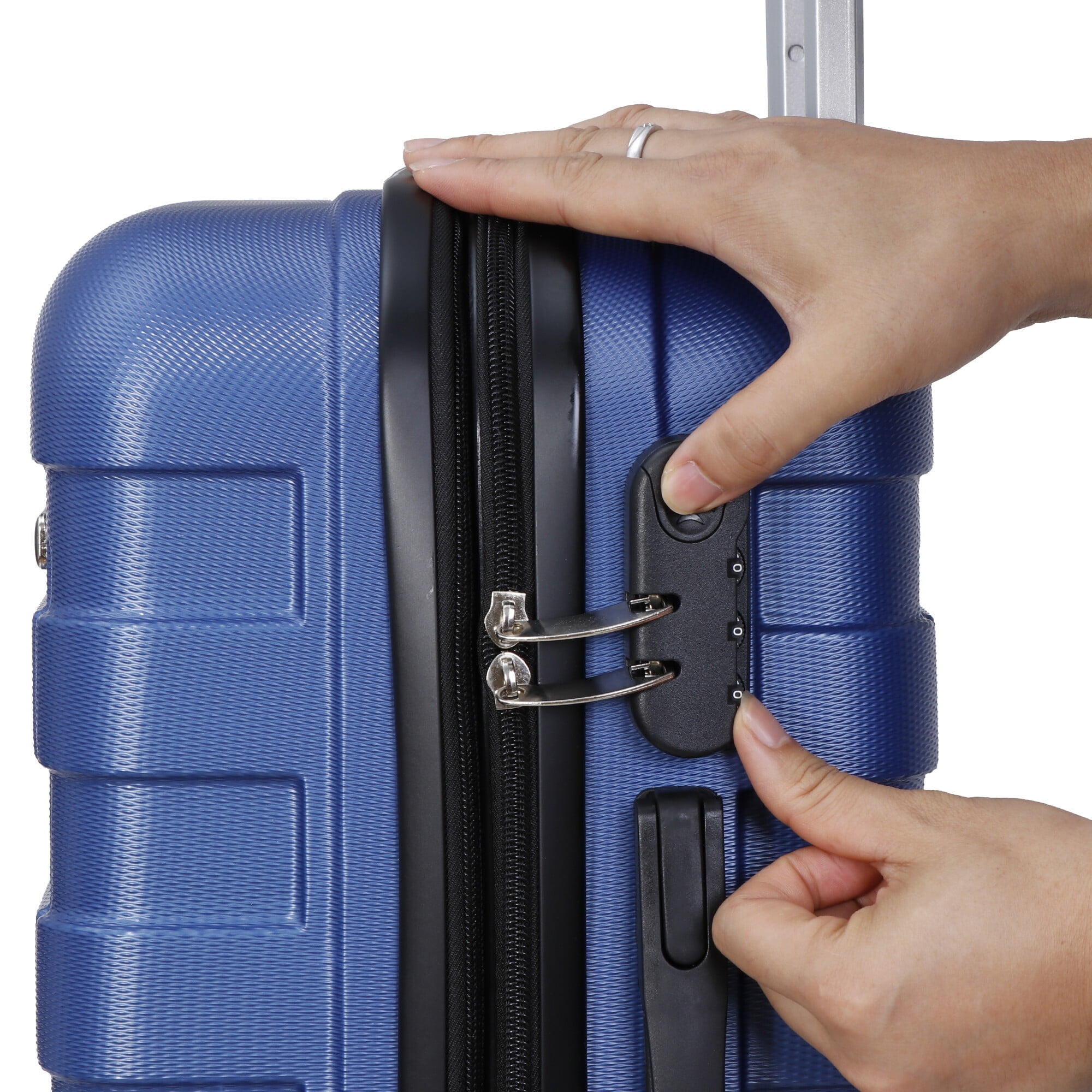 ZENSTYLE 21" Height Hardside Expandable Suitcase Luggage with Spinner Wheels Navy Blue