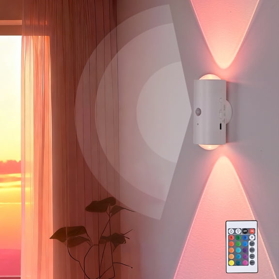 2-Head Ambient Night Light with Motion Sensor & Remote, Magnetic Mount, No Drilling, 16 Colors, for Bedroom, Hallway, Door