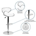 thumbnail image 6 of BizChair 2 Pack Contemporary Cozy Mid-Back White Vinyl Adjustable Height Barstool with Chrome Base, 6 of 14