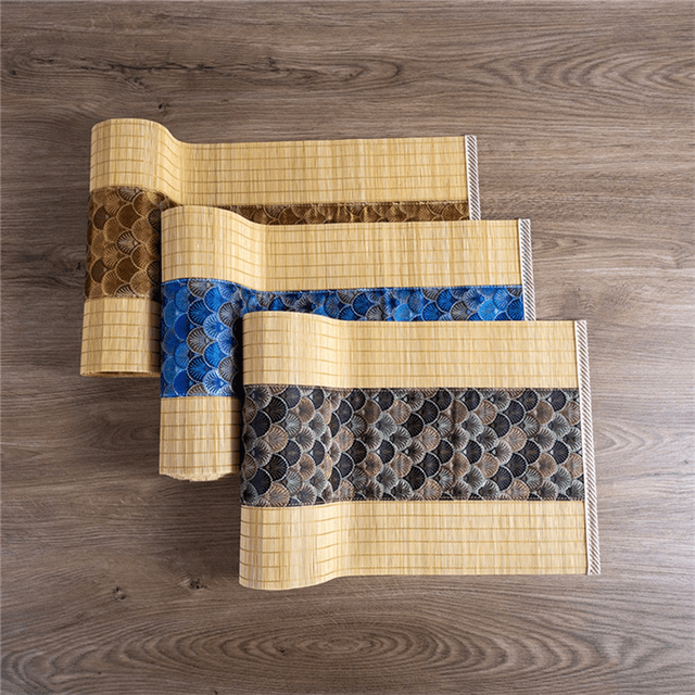 Asian Style Bamboo Table Runner Retro Table Mat Suitable for Kitchen, Dining Room and Bedroom Decoration. Royal Blue