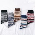 thumbnail image 3 of Honeeladyy Fuzzy Socks for Women,5Pairs Men Warm Winter Socks Retro Print Thick Knit Cozy Middle Tube Socks, 3 of 3