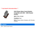 thumbnail image 2 of HVAC Blower Motor Control Module - Compatible with 2004 - 2008 Chrysler Pacifica 2005 2006 2007, 2 of 2